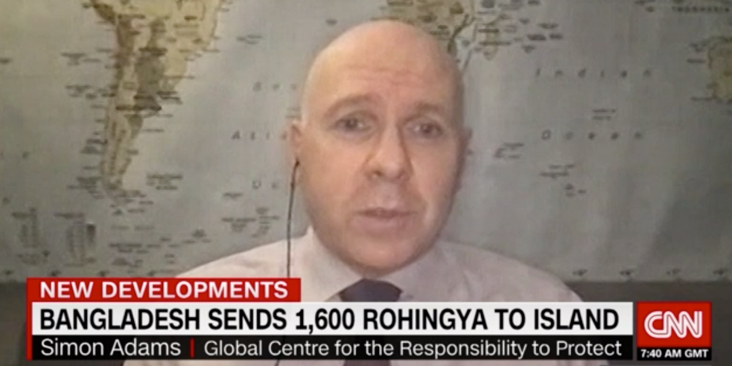 Dr. Simon Adams interviewed on the relocation of a group of Rohingya refugees to Bhasan Char by CNN