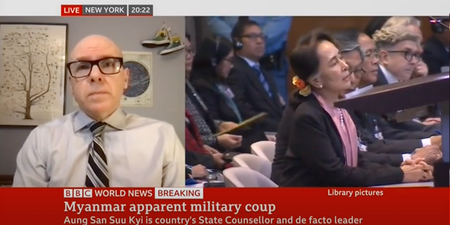 Dr. Simon Adams interviewed regarding the military coup in Myanmar by BBC World News