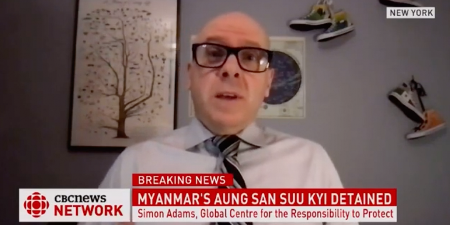 Dr. Simon Adams interviewed regarding the military coup in Myanmar by CBC News (Canada)
