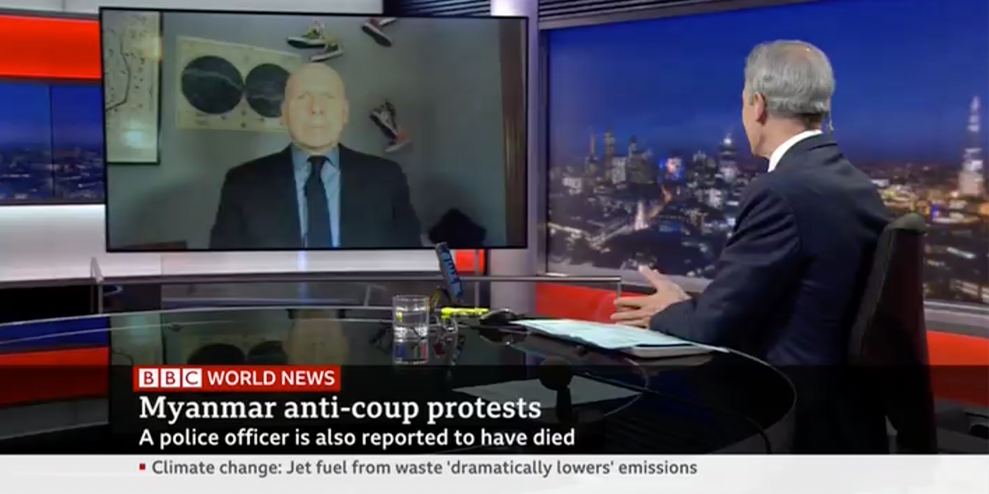 Dr. Simon Adams interviewed on BBC World News regarding the situation in Myanmar, 15 March 2021