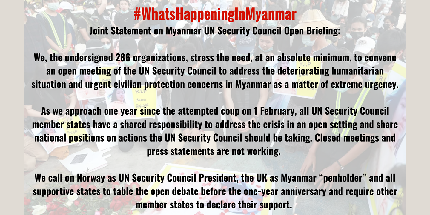 Joint statement on Myanmar UN Security Council open briefing